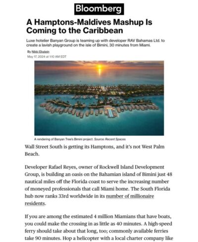 Banyan Tree Bimini Bloomberg